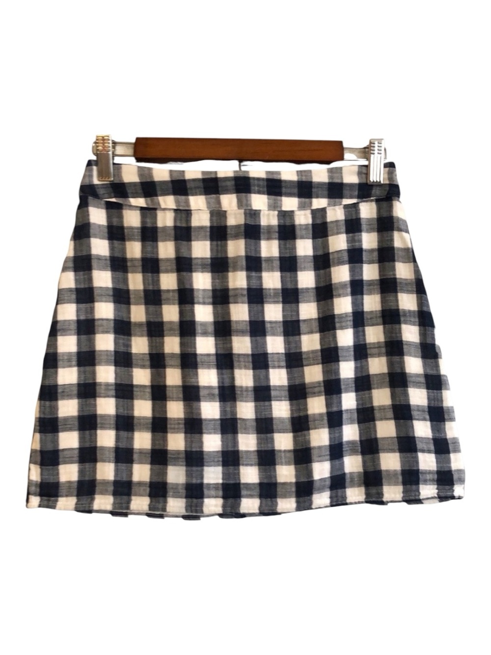 FOREVER 21 GINGHAM CHECKERED NAVY WHITE MINI SKIRT SIZE MEDIUM